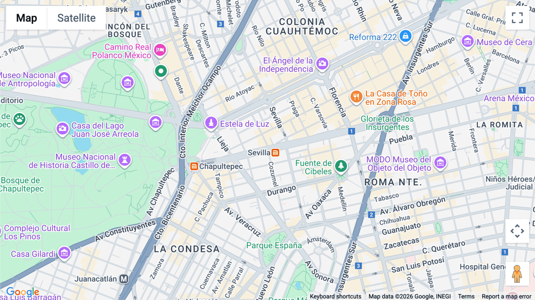 Click for interative map of Avenida Chapultepec, No.480, Mexico City