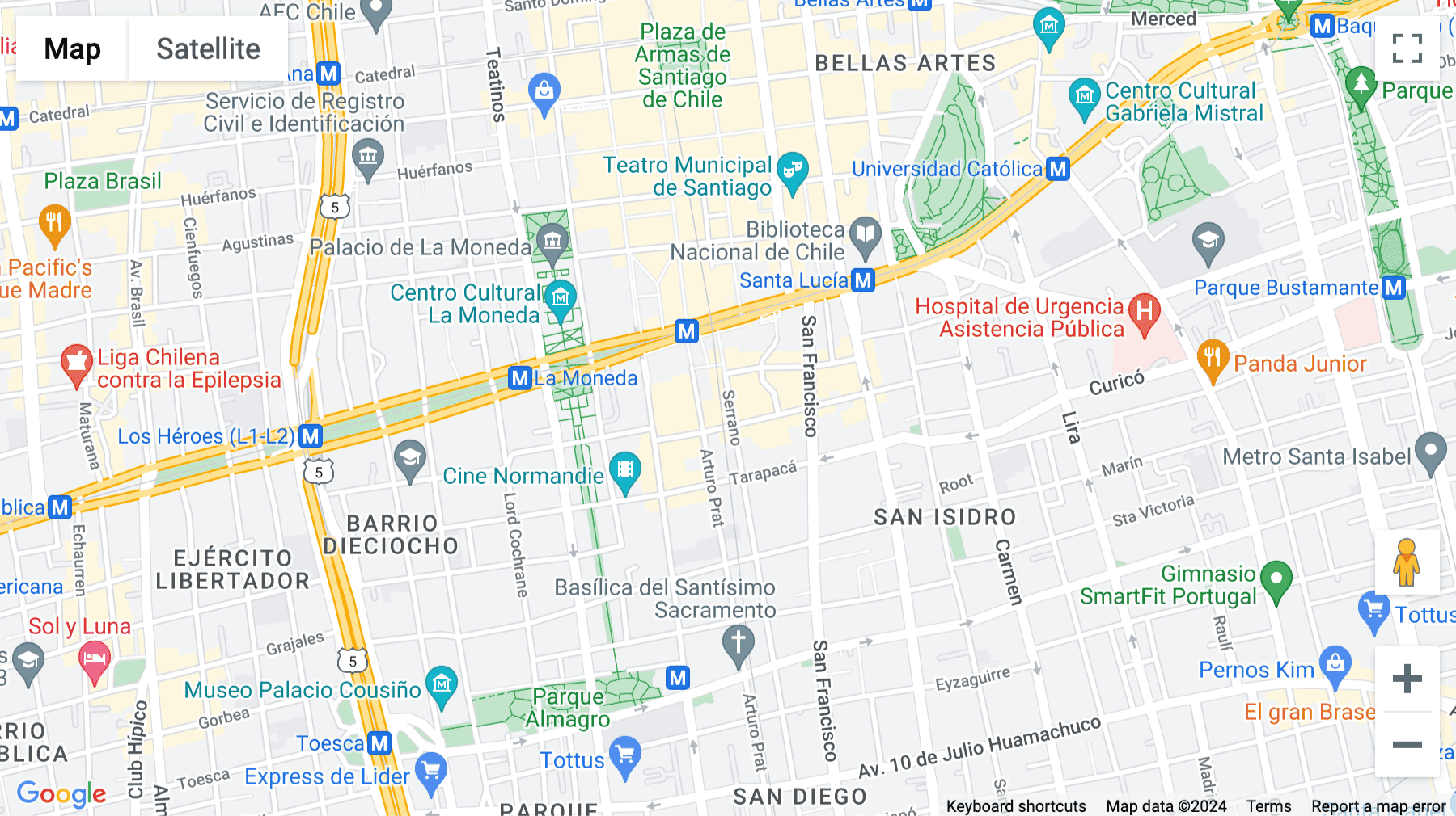 Click for interative map of Serrano N°73, Santiago