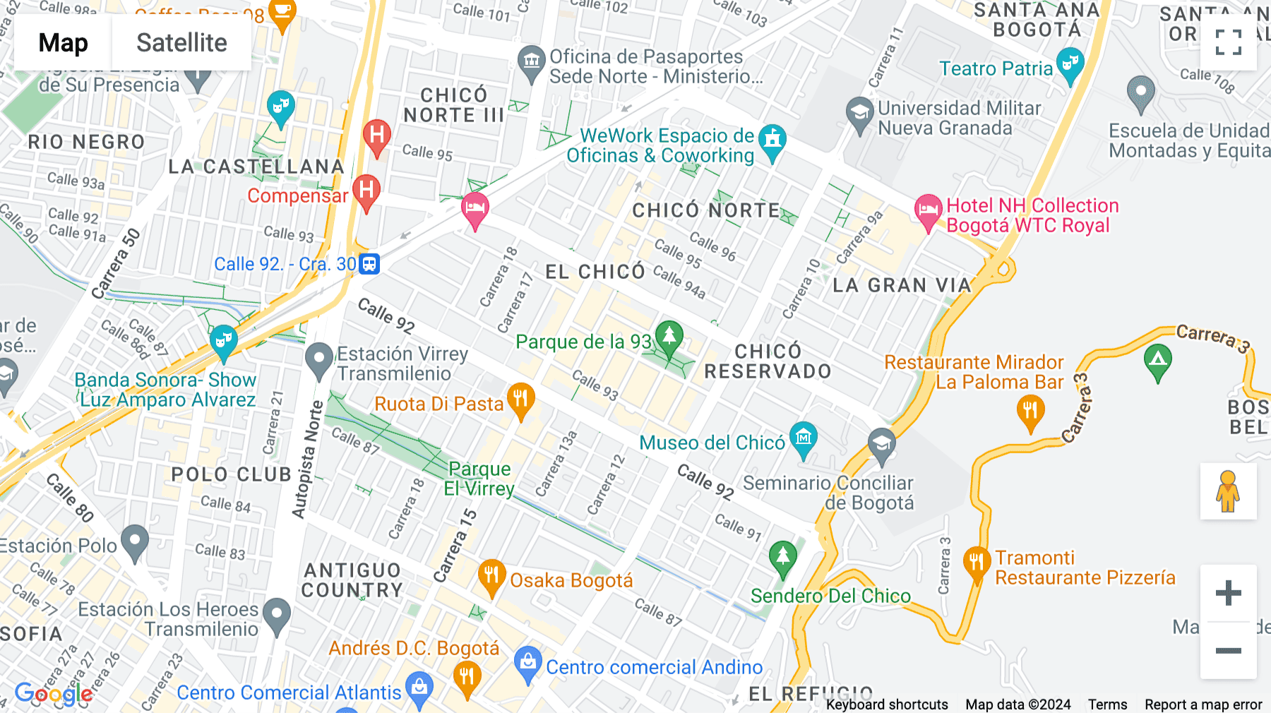 Click for interative map of Building QBO Parque 93, Street 93A, Number 13-24, fifth floor, Bogota