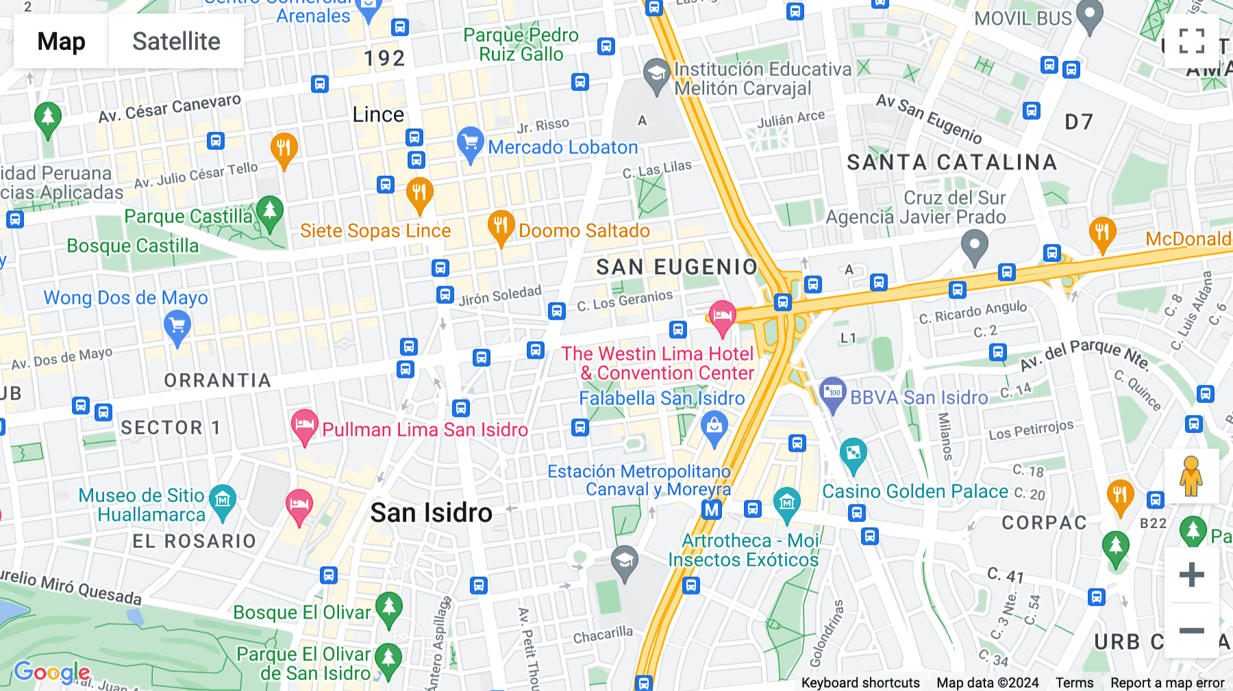 Click for interative map of Ca. Las Orquídeas 444, Piso 7, San isidro (esquina con Javier Prado), Lima