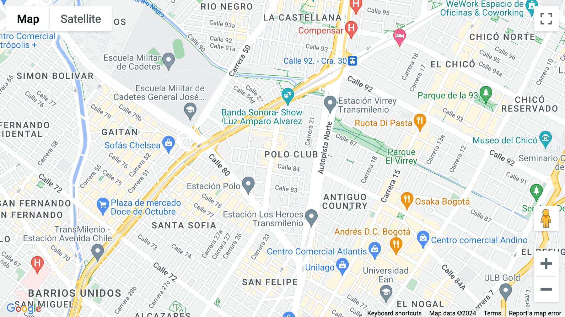 Click for interative map of Calle 85 N 22A-39, Barrios Unidos, Bogota