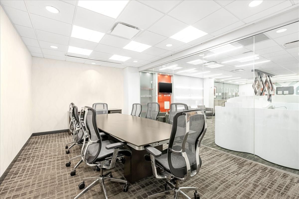Large professional conference room at 104 West 40th Street, Suites 400 and 500.
