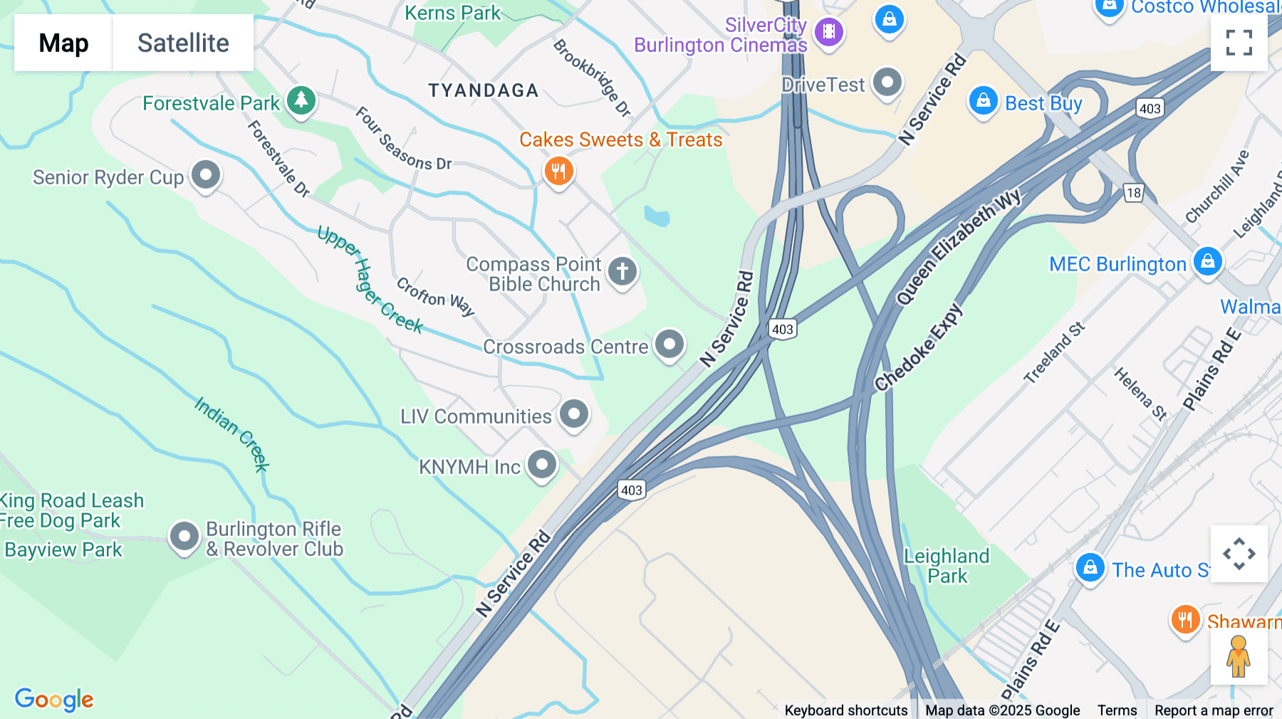 Click for interative map of 1295 North Service Road, Burlington