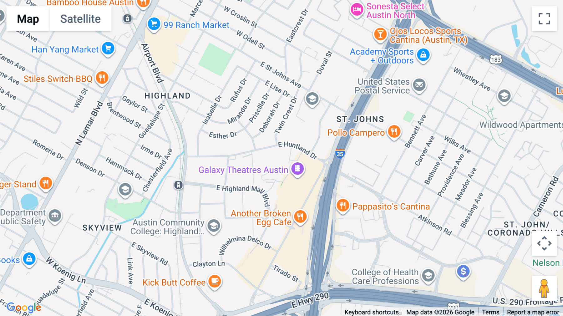Click for interative map of 505 E Huntland Drive, 1st Floor, Austin
