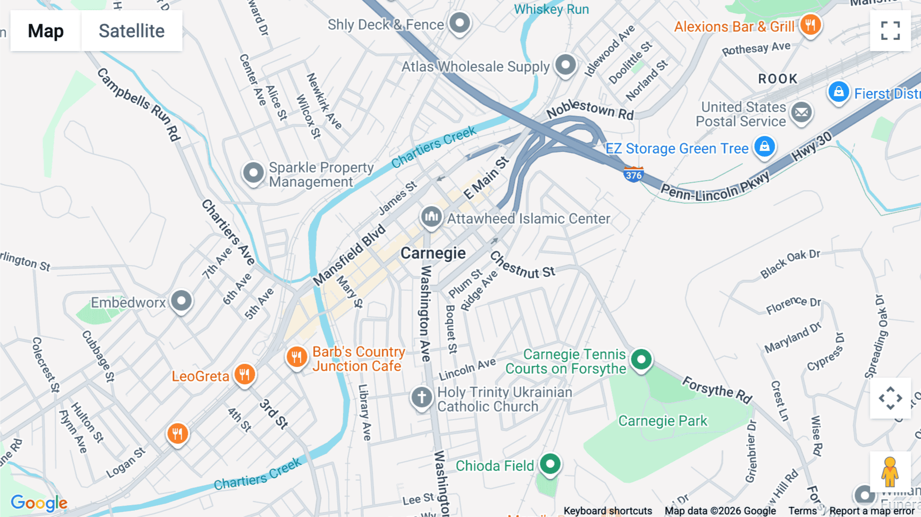 Click for interative map of 400 Lydia Street, 1st Floor, Carnegie