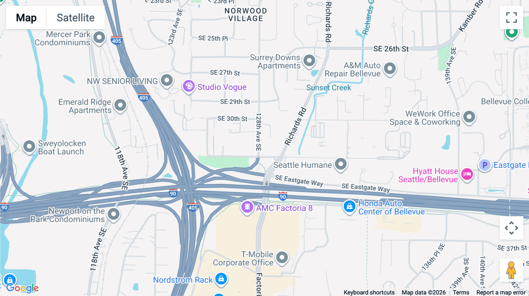 Click for interative map of 12822 Southeast 32nd Street, 2nd Floor, Bellevue