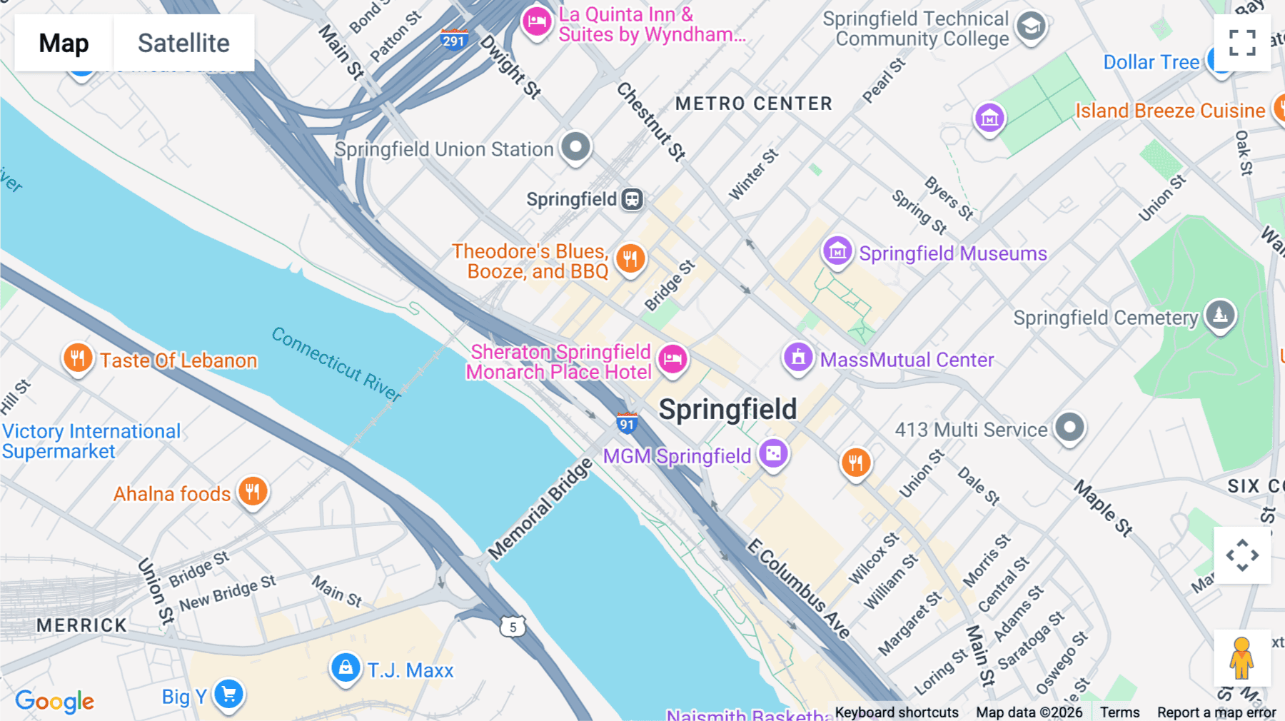 Click for interative map of 1500 Main Street, 8th Floor, Springfield (MA)