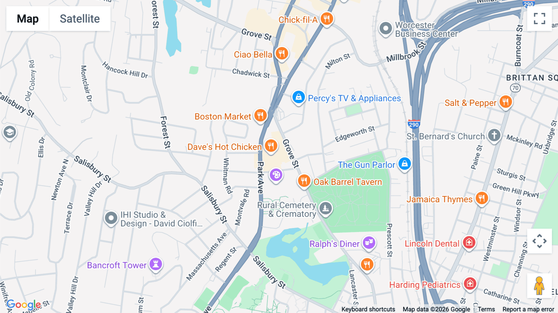 Click for interative map of 287 Grove Street, Building D, Suite 204, Worcester (Massachusetts)