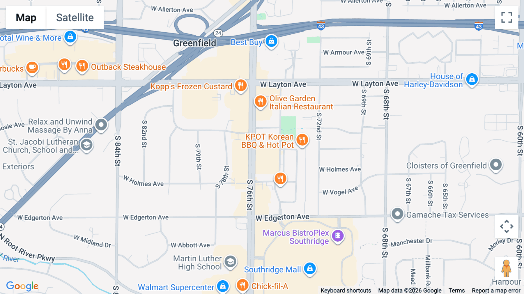 Click for interative map of 4848 South 76th Street, Suite 110, Greenfield (WI)