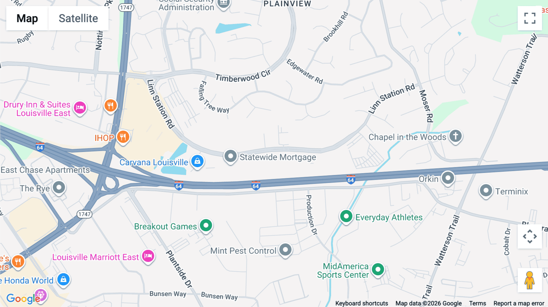 Click for interative map of 10200 Linn Station Road, 2nd Floor, Louisville