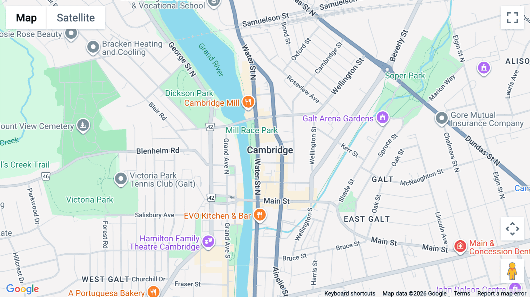 Click for interative map of 73 Water Street North, Suite 300, Cambridge (ON)