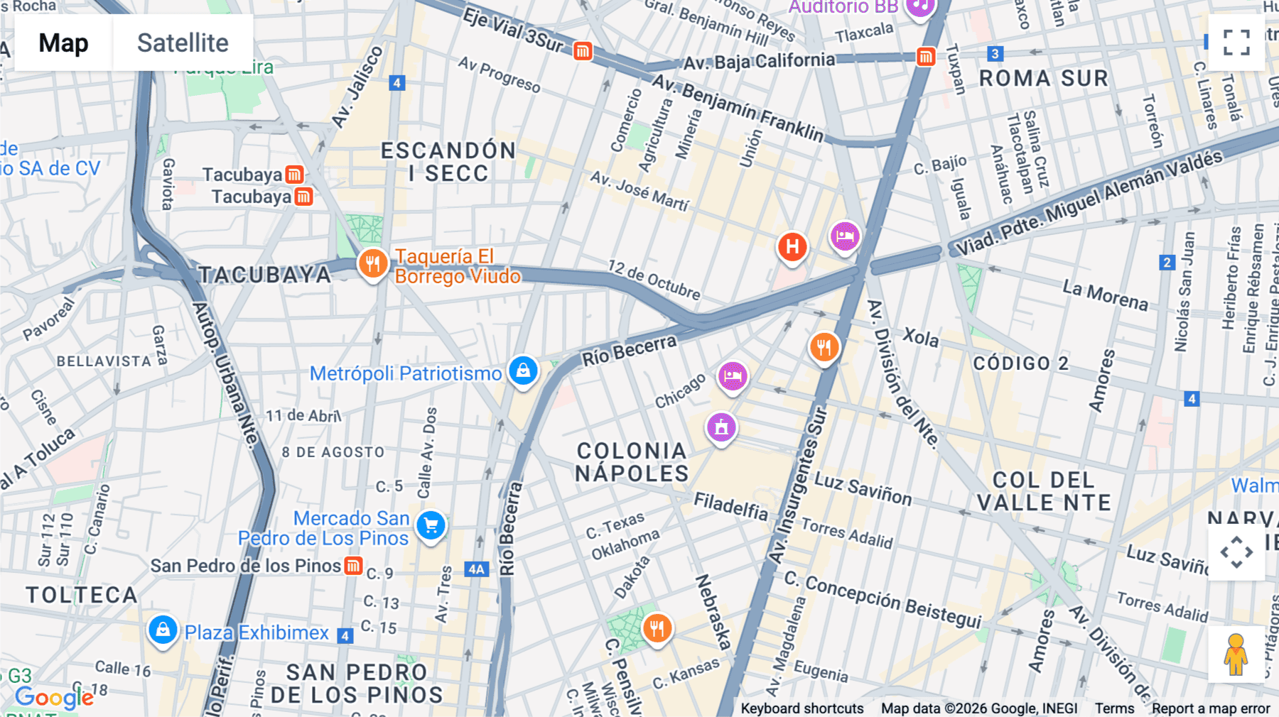 Click for interative map of 27, Viaducto Rio Becerra, Escandón I Sección, Mexico City