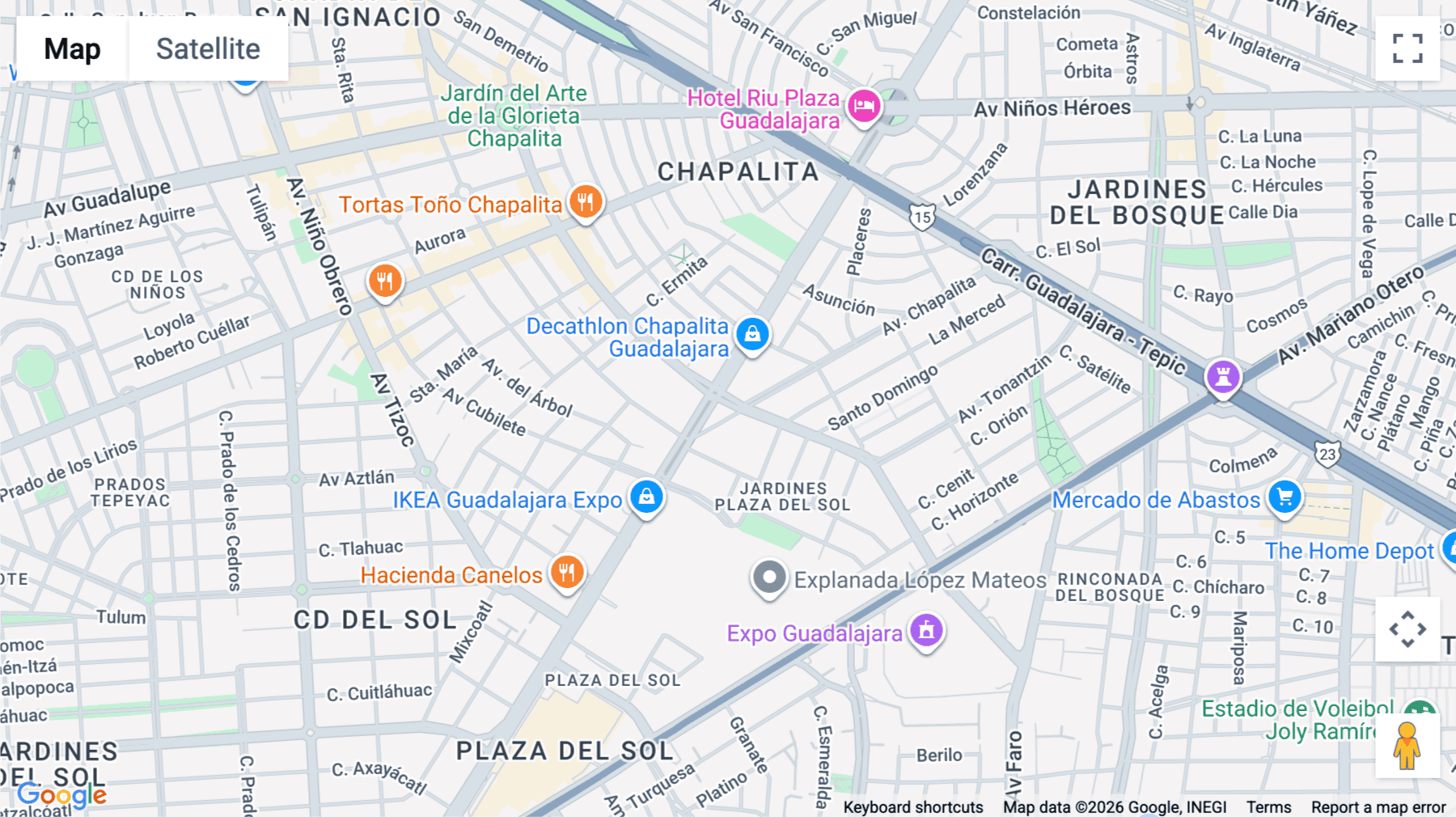 Click for interative map of Avenida Chapalita, Jardines Plaza del Sol, Guadalajara