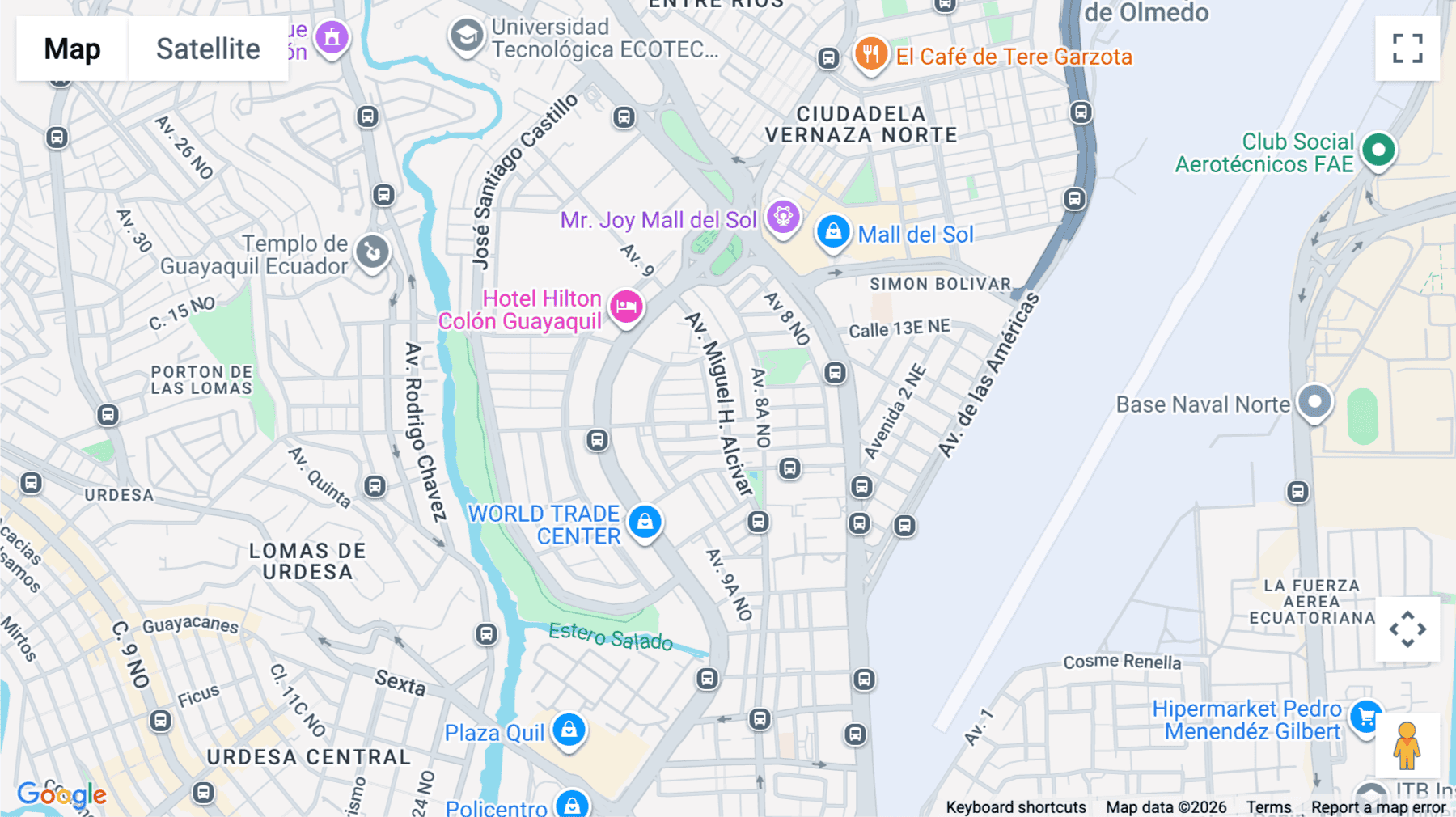 Click for interative map of Avenida 9, Avenida Miguel Héctor Alcívar Vásquez, S/N, Esquina Nahim Isaias, Guayaquil