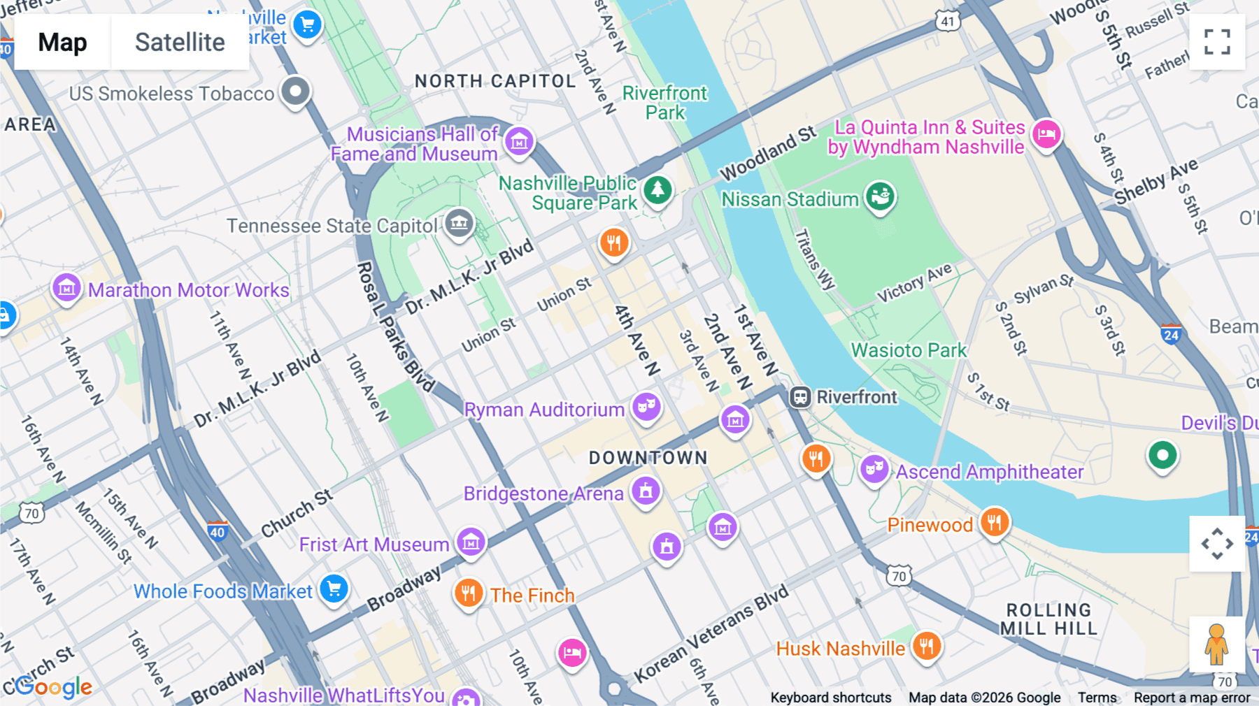 Click for interative map of 159 4th Ave N, Suite 100, Nashville