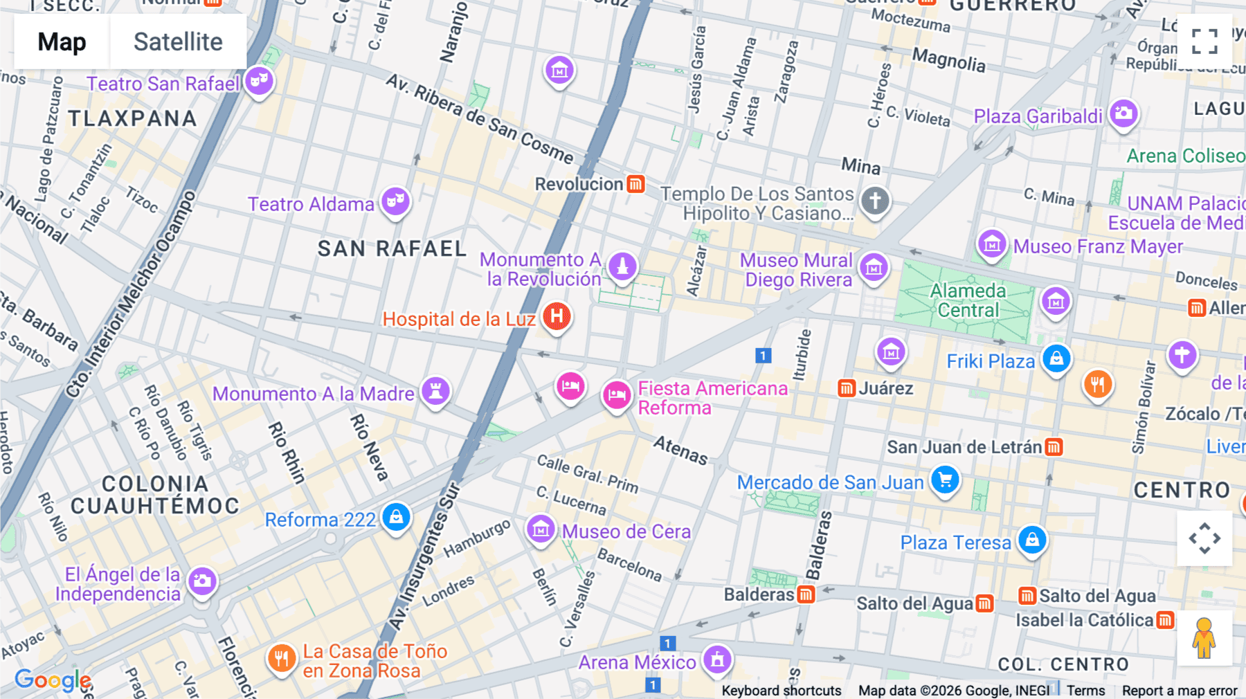 Click for interative map of Ignacio Ramírez, Tabacalera, Mexico City