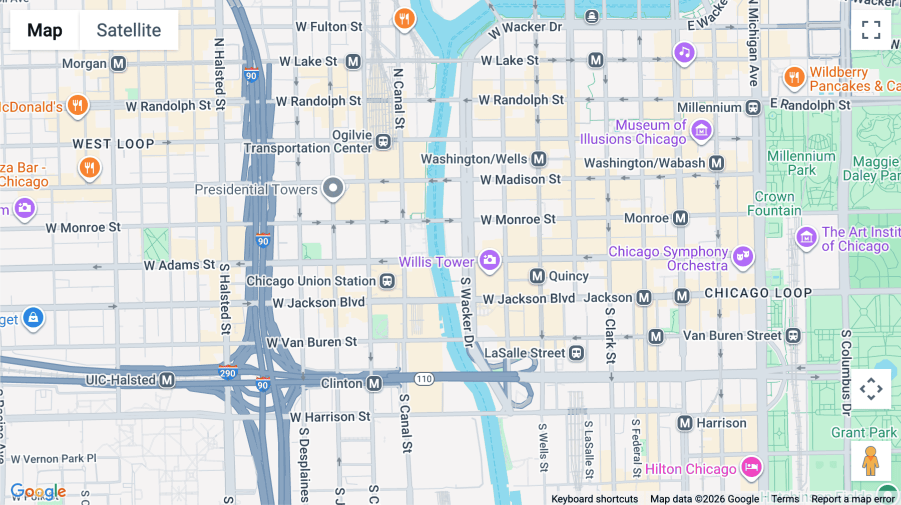 Click for interative map of 150 South Wacker, Chicago
