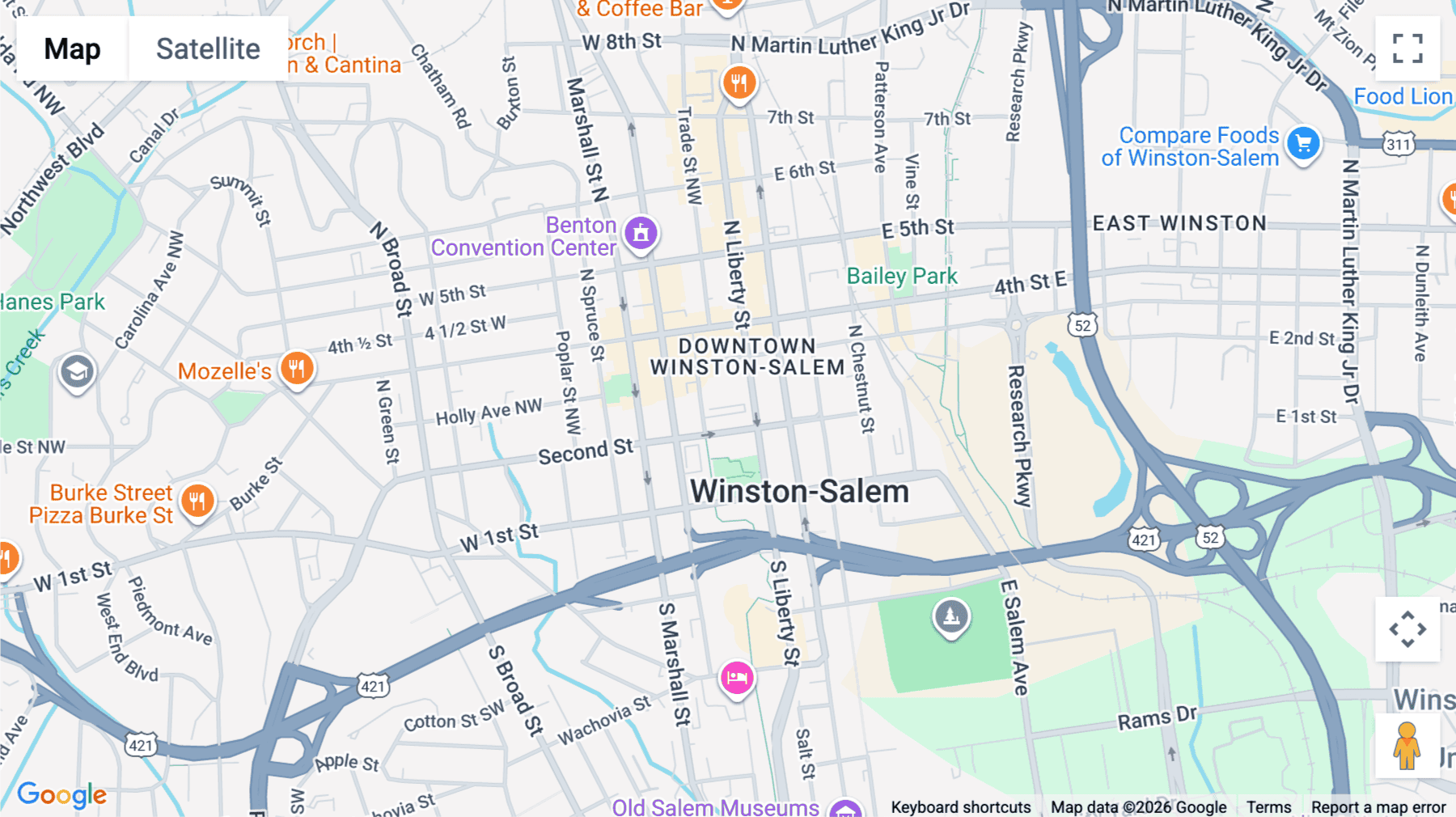 Click for interative map of 102 West 3rd Street, 10th Floor, Winston Salem