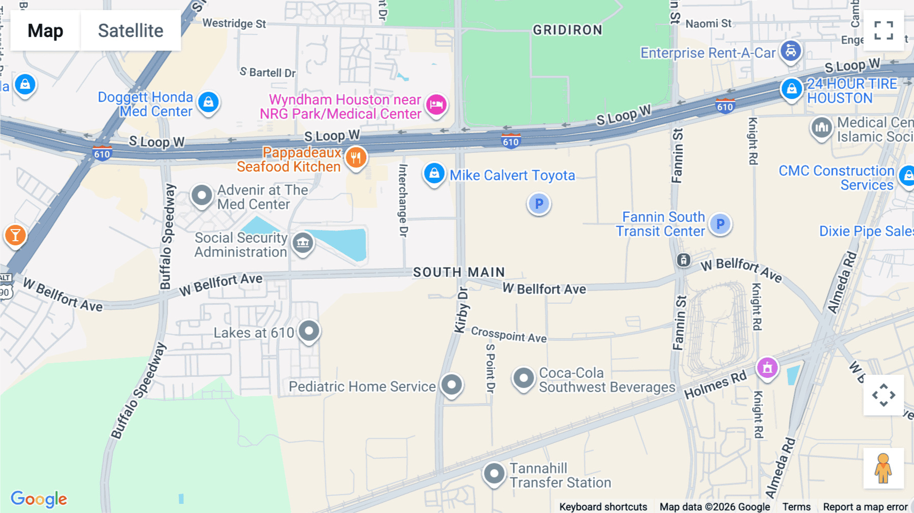 Click for interative map of 8990 Kirby Drive, 2nd Floor, Houston