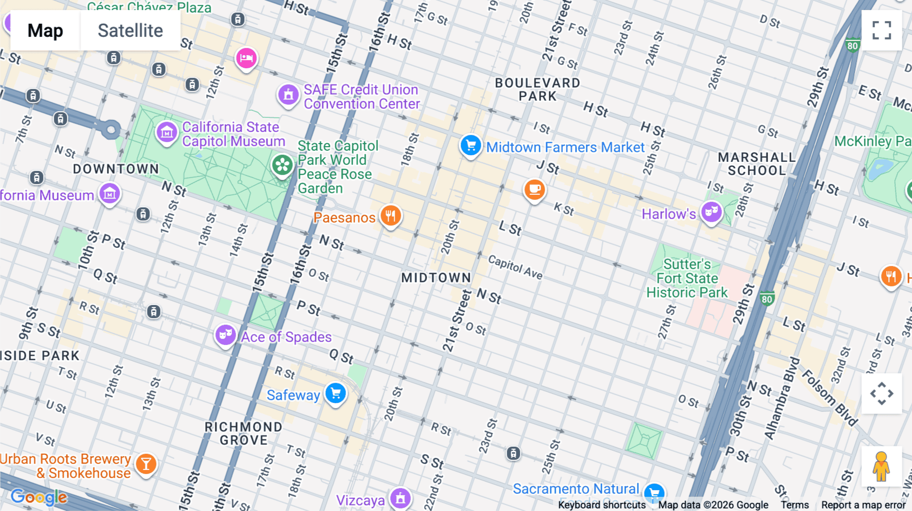 Click for interative map of 2014 Capitol Avenue, STE 100, Sacramento