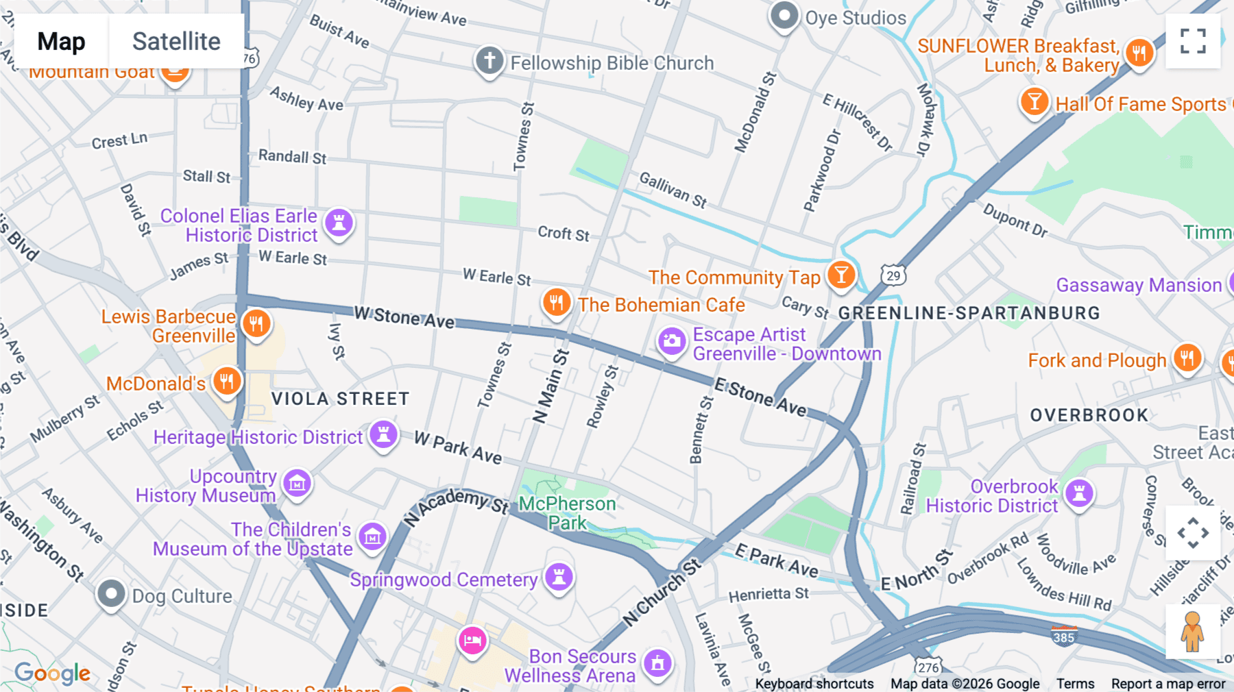 Click for interative map of 15-17 East Stone Avenue, 1st & 2nd Floor, Greenville