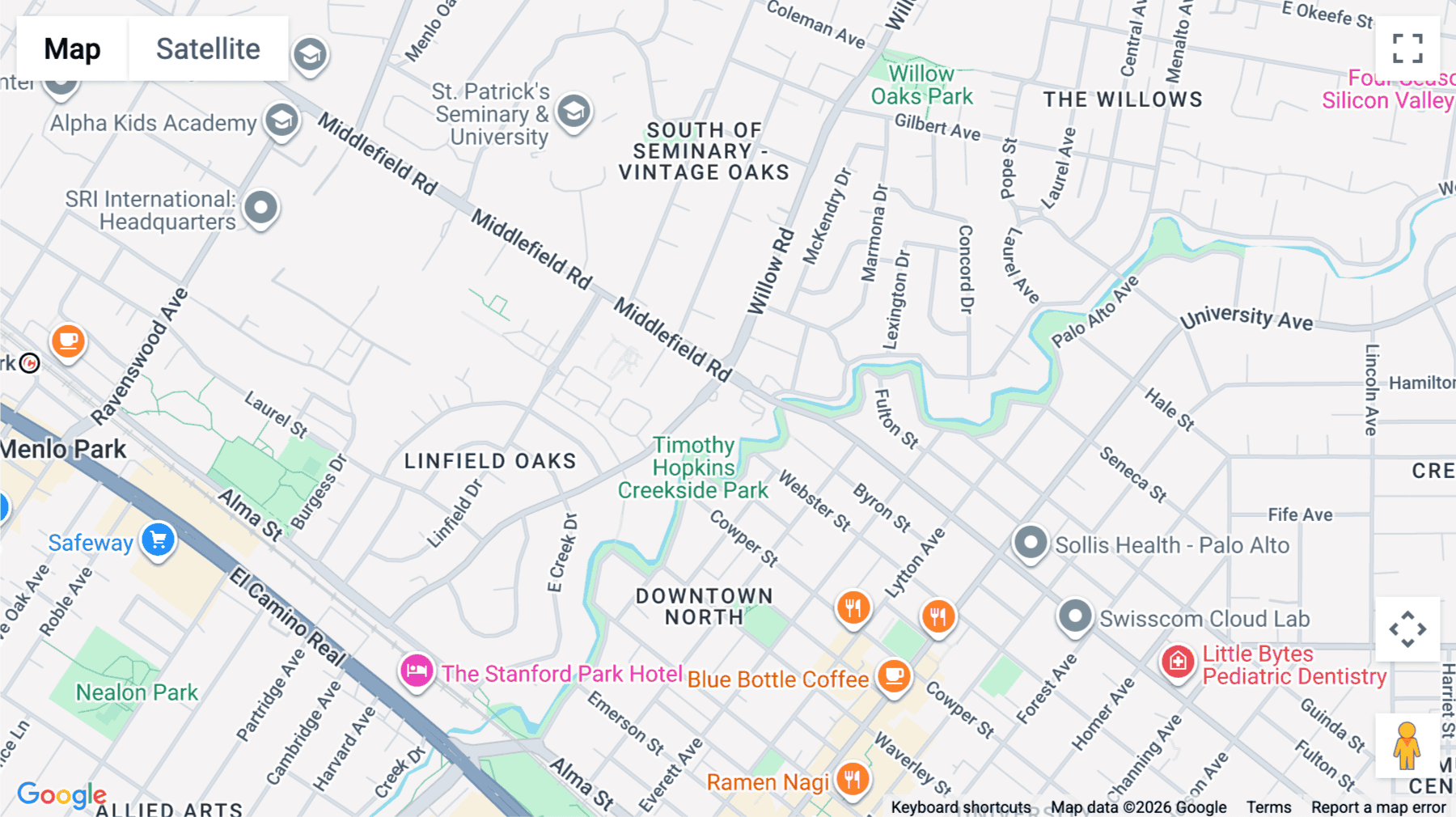 Click for interative map of 80 Willow Road, Menlo Park