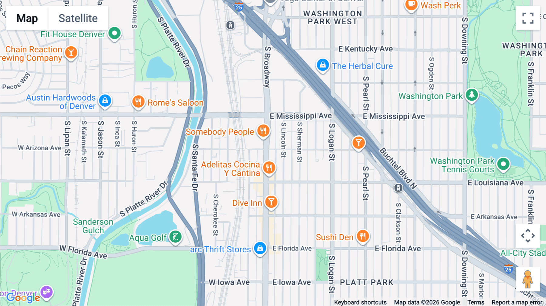 Click for interative map of 1212 South Broadway, 1st Floor, Denver