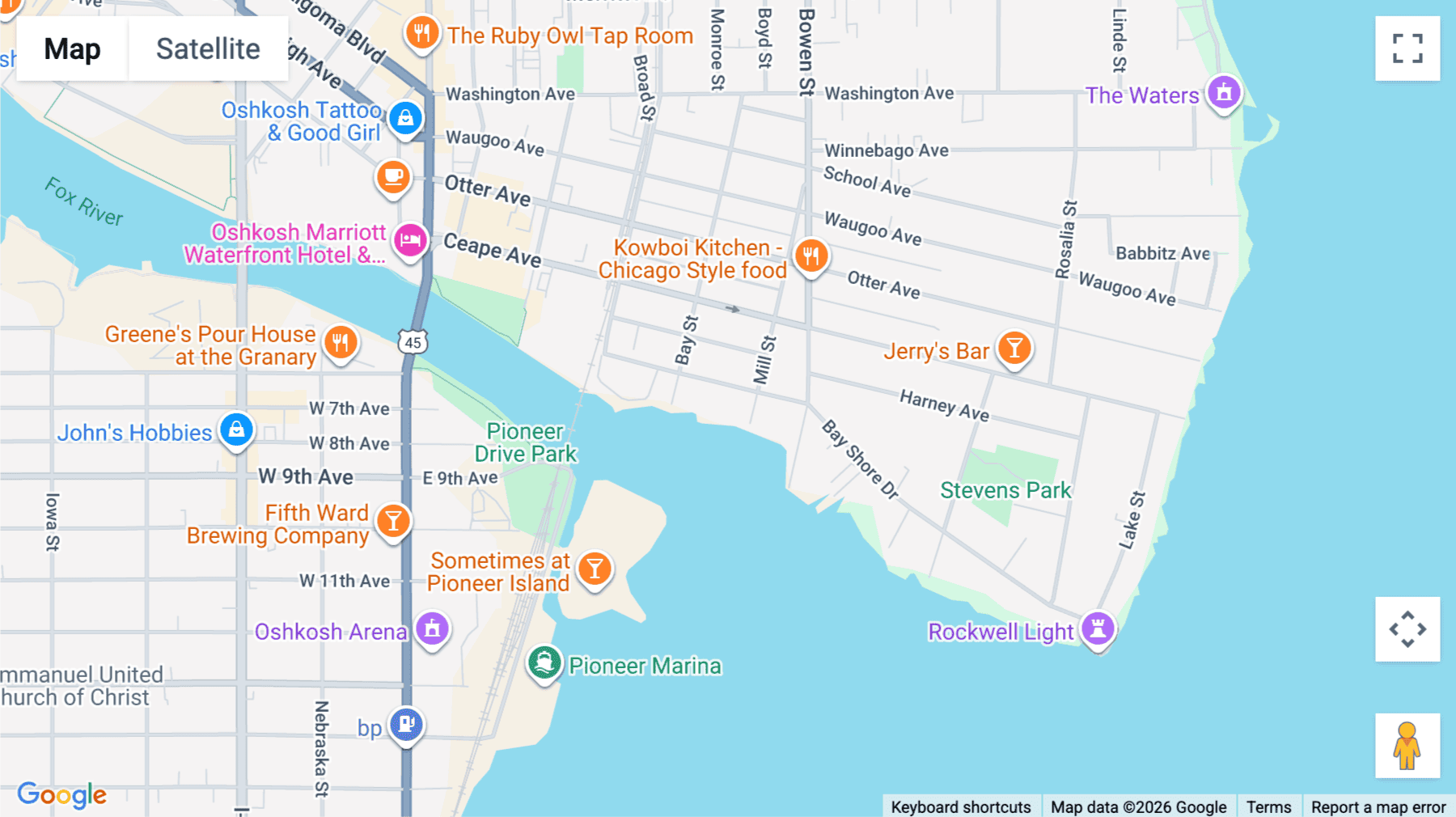 Click for interative map of 627 Bay Shoe Drive, 1st and 2nd Floor, Oshkosh