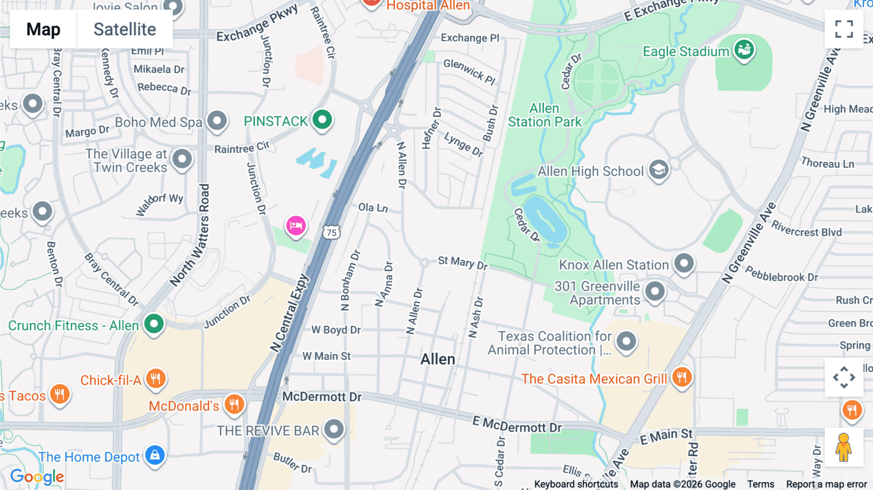 Click for interative map of 400 North Allen Drive, 1st & 2nd Floor, Allen