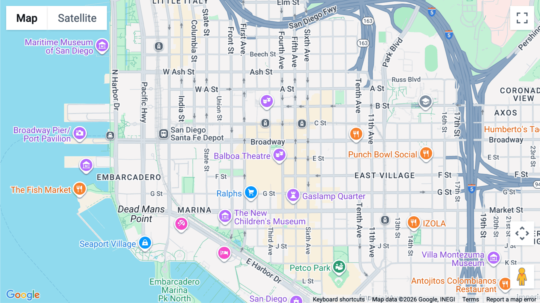 Click for interative map of 225 Broadway, 6th Floor, San Diego