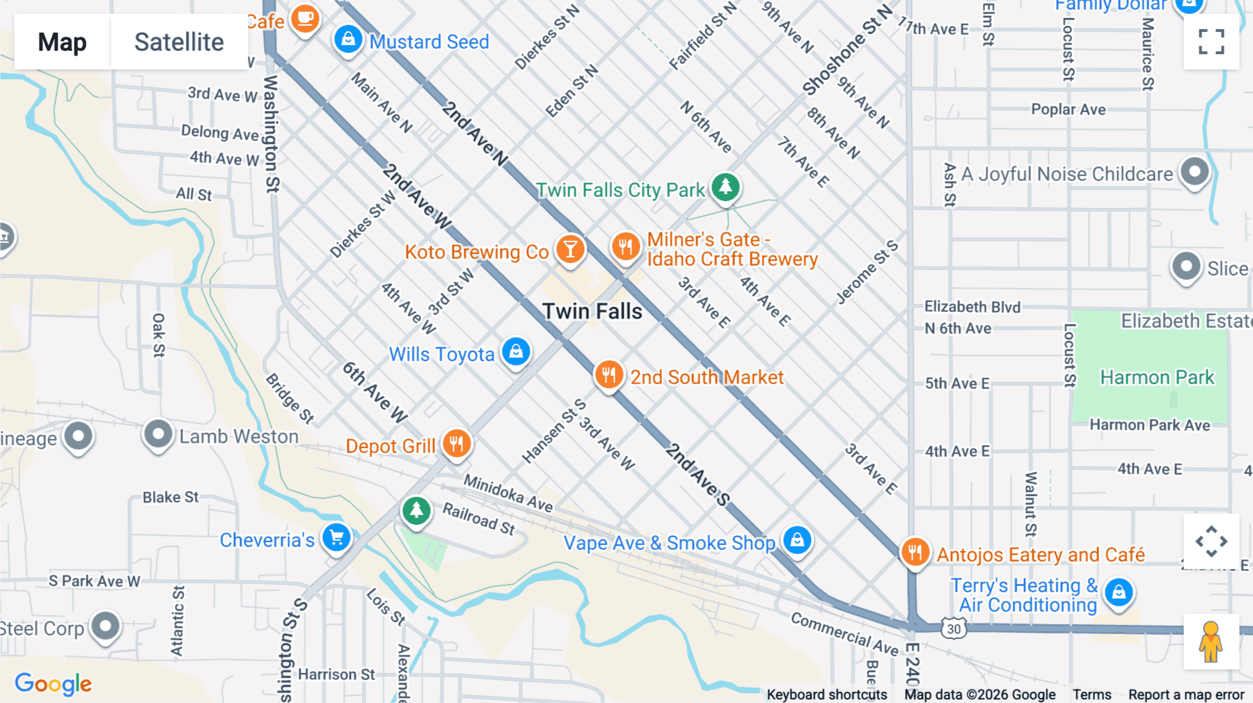 Click for interative map of 160 Main Avenue South, 1st & 2nd Floor, Twin Falls