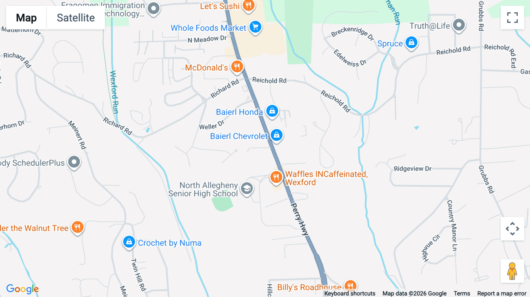 Click for interative map of 10431 Perry Highway, 1st Floor, Wexford (PA)