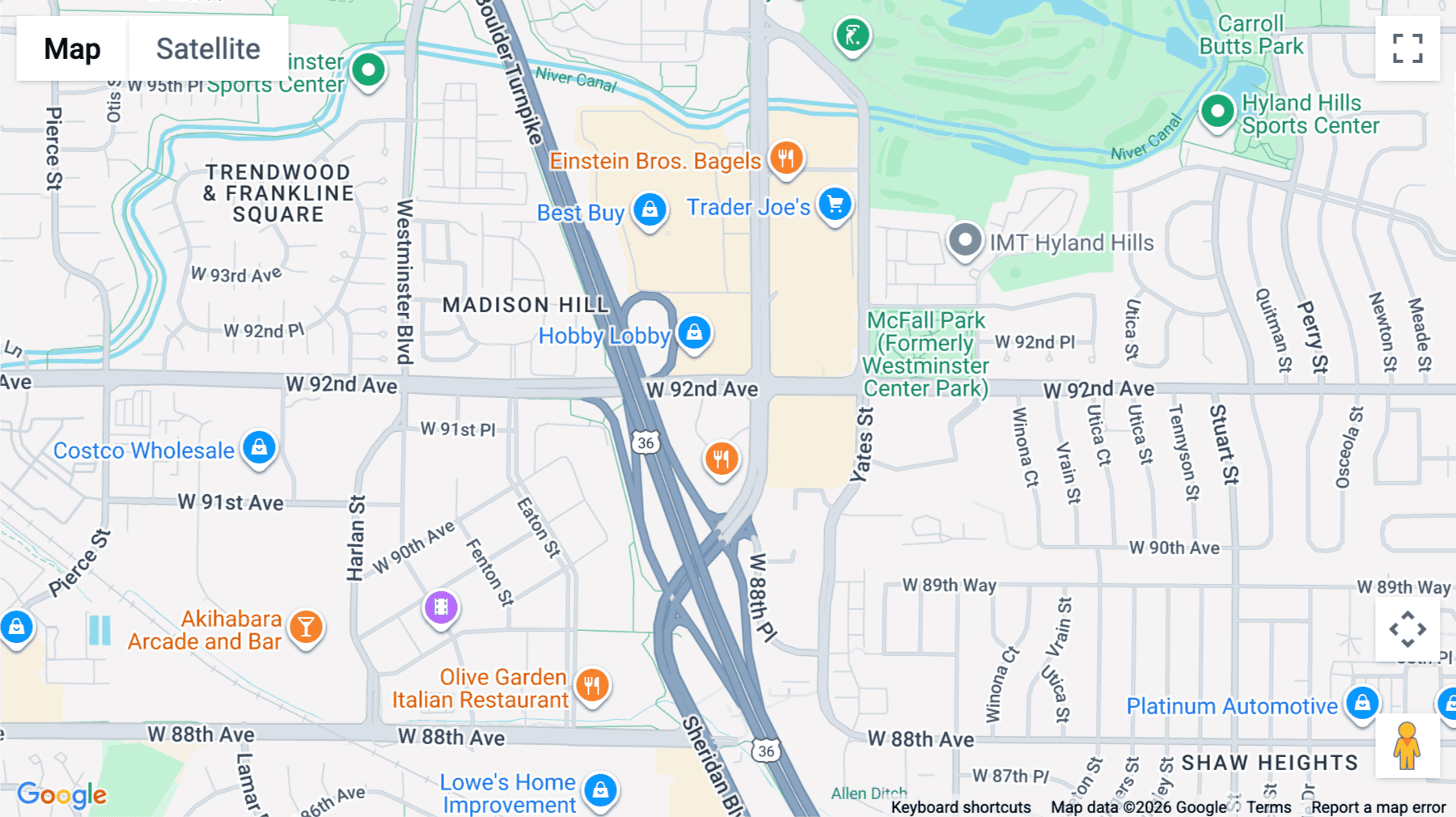 Click for interative map of 9191, Sheridan Boulevard, Westminster