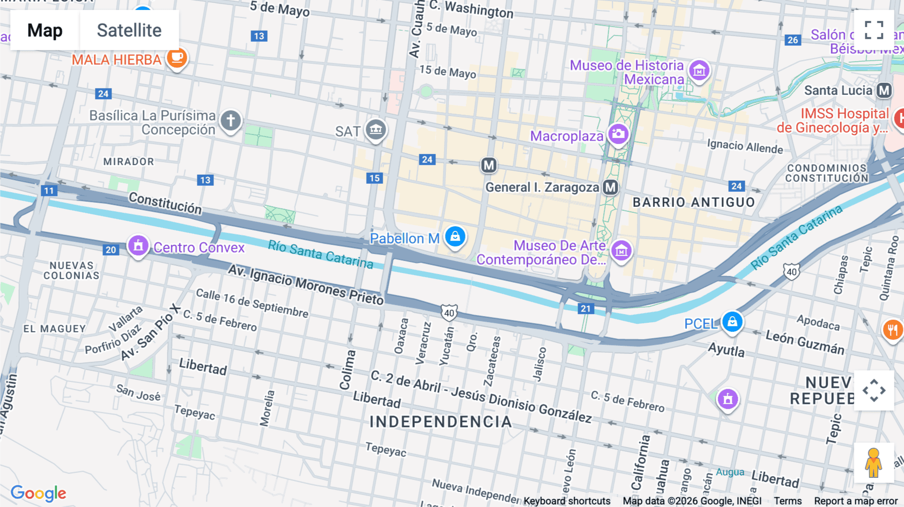 Click for interative map of 1102, Avenida Benito Juárez, Pabellón M Pisos 4 y 5, Monterrey