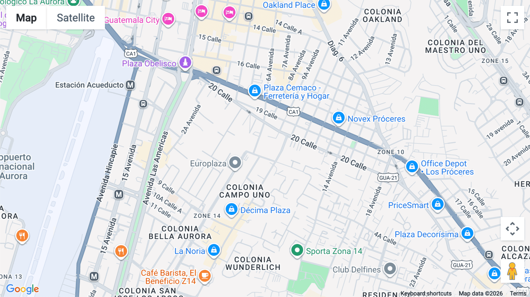Click for interative map of Calle 2, Zona 14, Torres das Conchas, Guatemala City