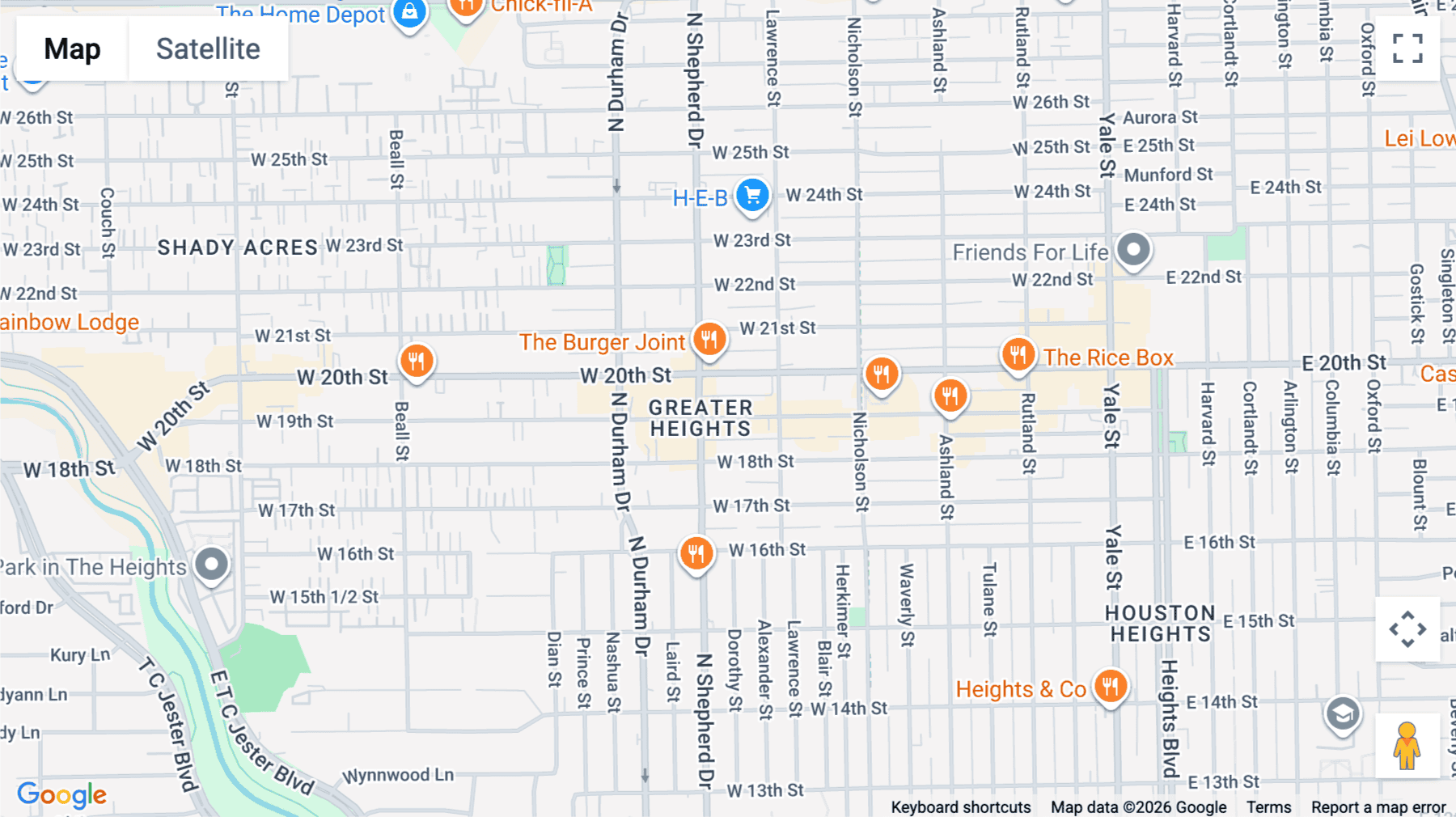 Click for interative map of 629 W. 19th St, Floor 2, Houston