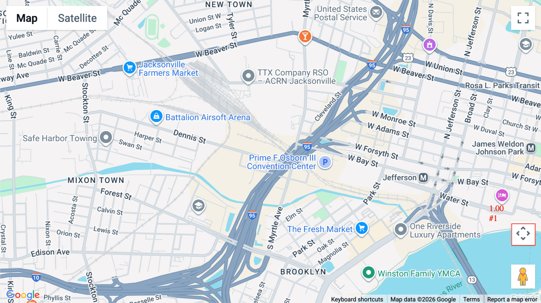 Click for interative map of 1505 Dennis Street, 1st Floor, Jacksonville (Florida)