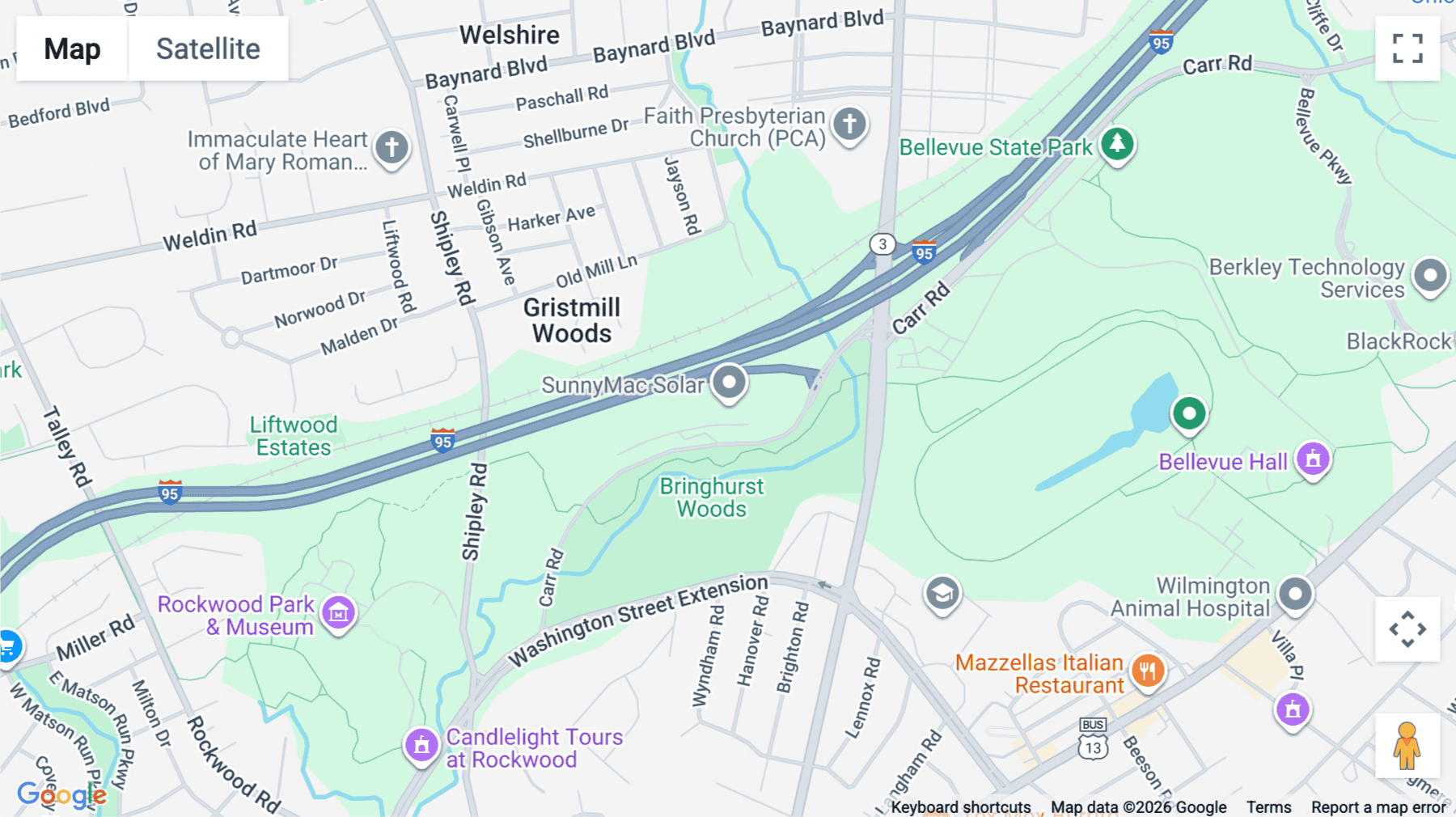 Click for interative map of 505 Carr Road, Wilmington (Delaware)
