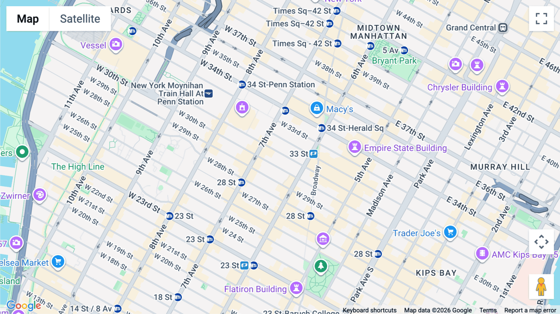 Click for interative map of 132 West 31st Street, Penn Plaza, 9th Floor, New York City