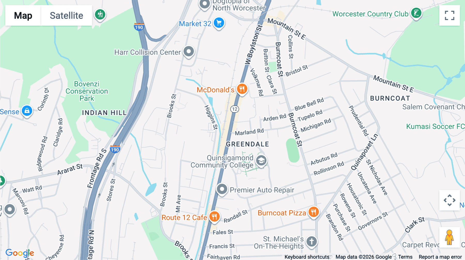 Click for interative map of 716, West Boylston Street, Worcester (Massachusetts)