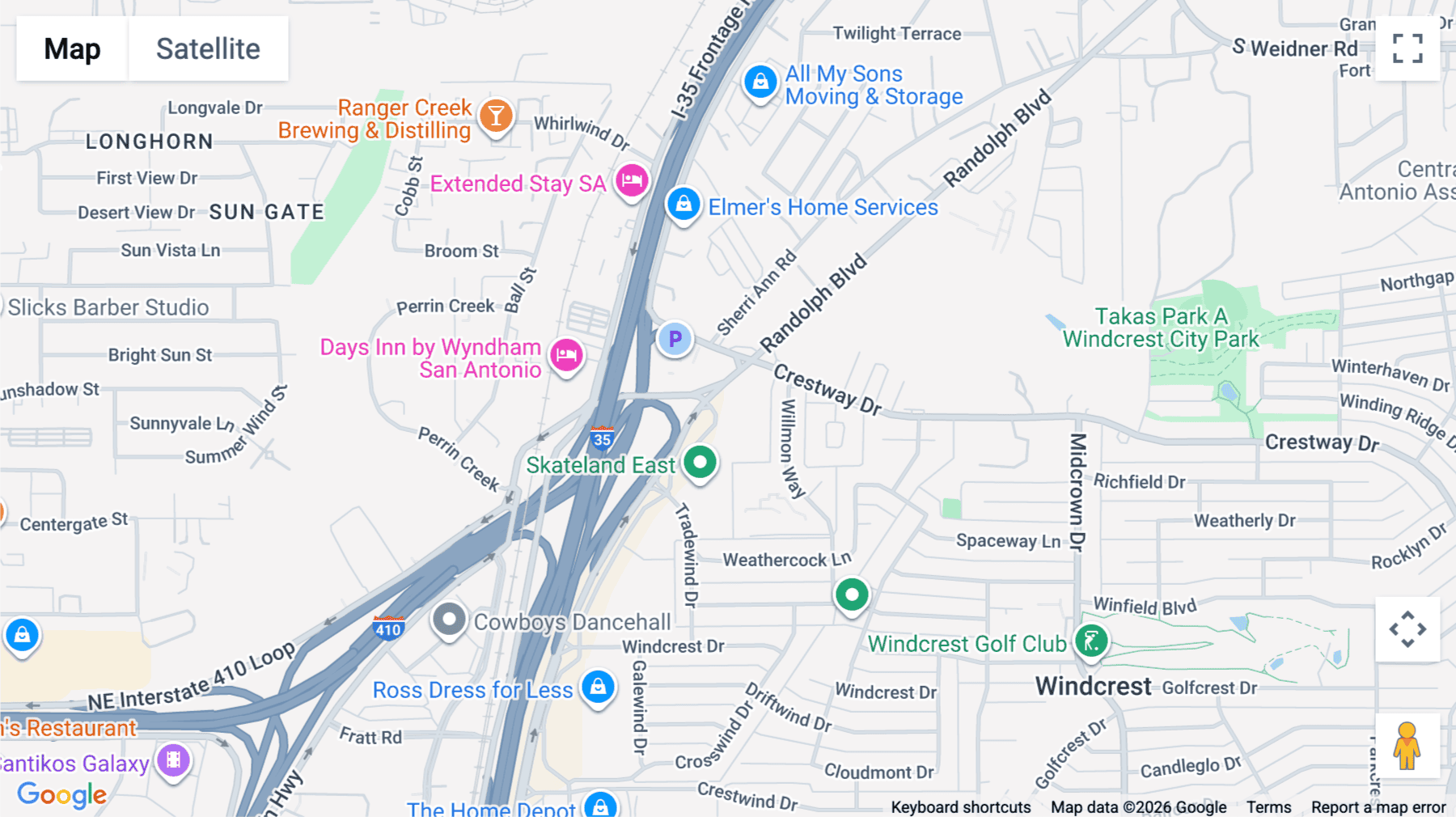 Click for interative map of 8940 Fourwinds Drive, 1st Floor, Windcrest
