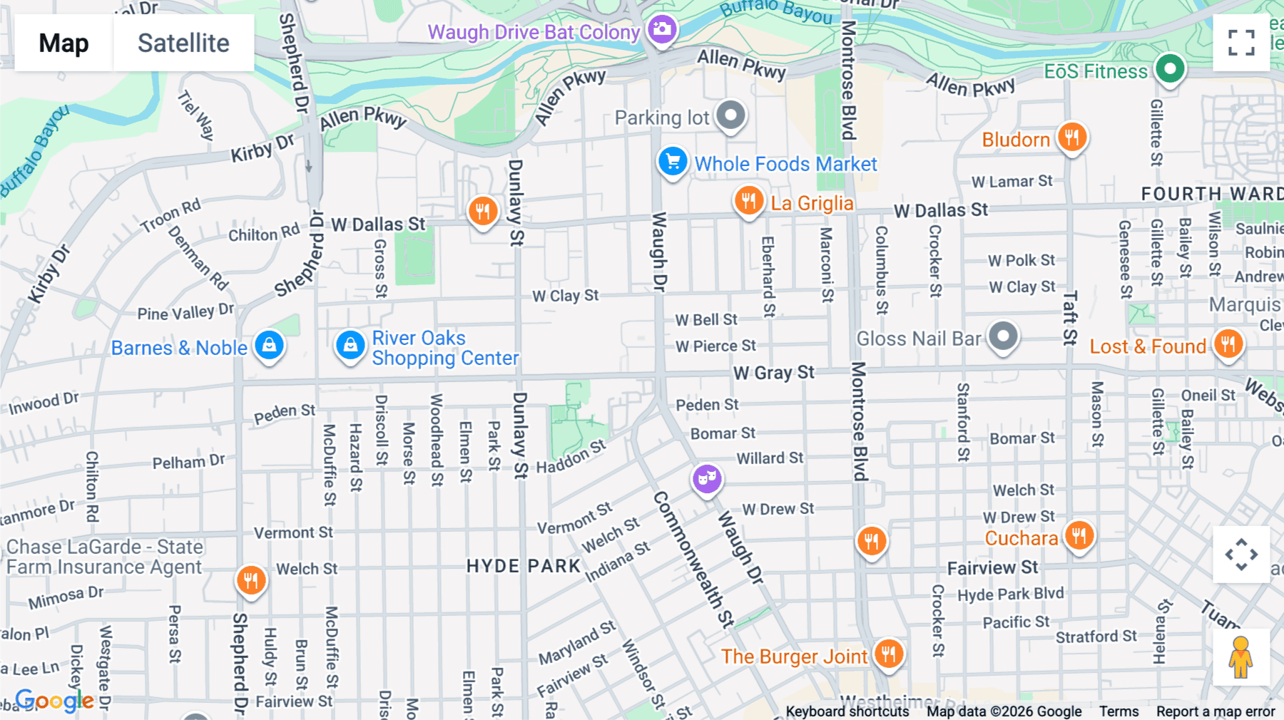 Click for interative map of 1500, Waugh Drive, Houston
