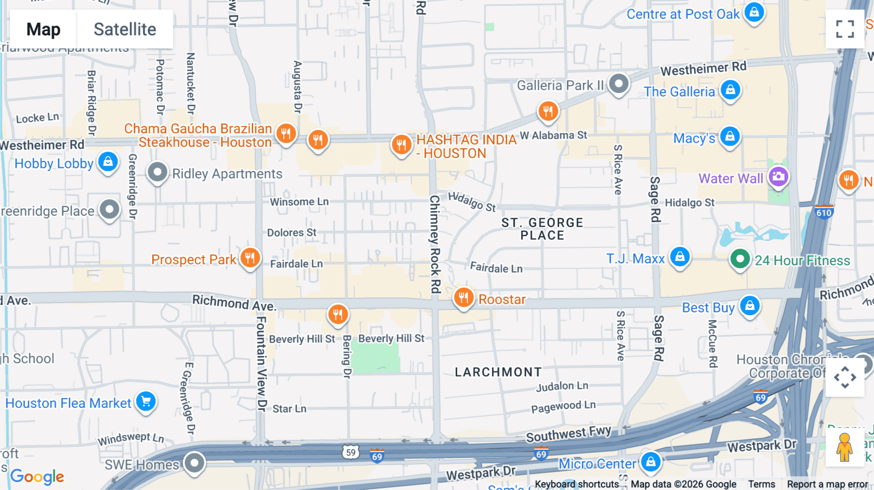 Click for interative map of 3033, Chimney Rock Road, Houston