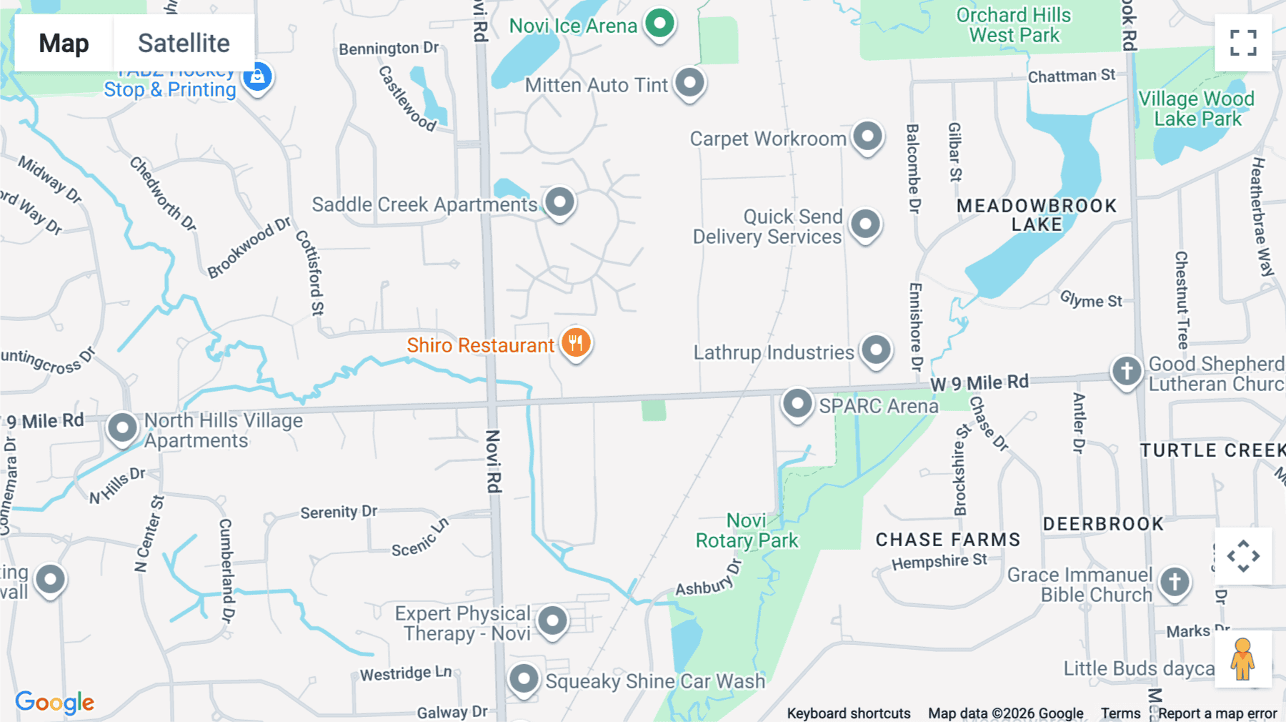 Click for interative map of 43000, West 9 Mile Road, Novi