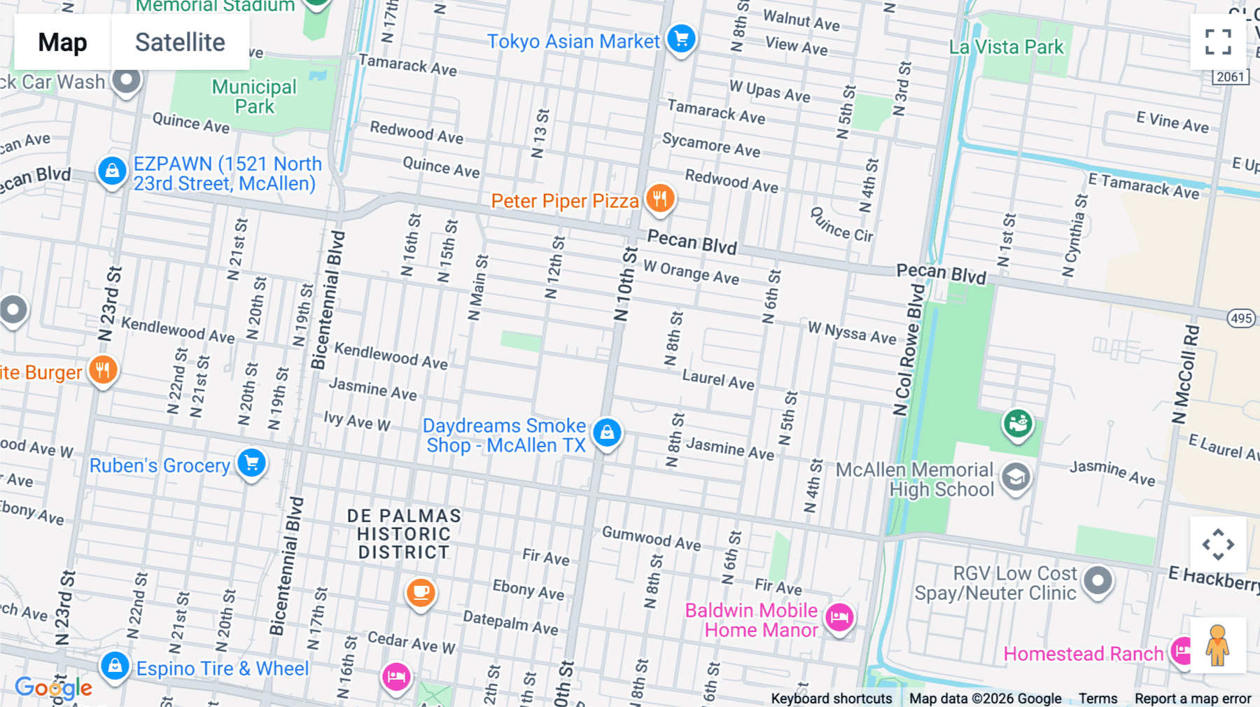 Click for interative map of 1200, North 10th Street, Suite E, McAllen