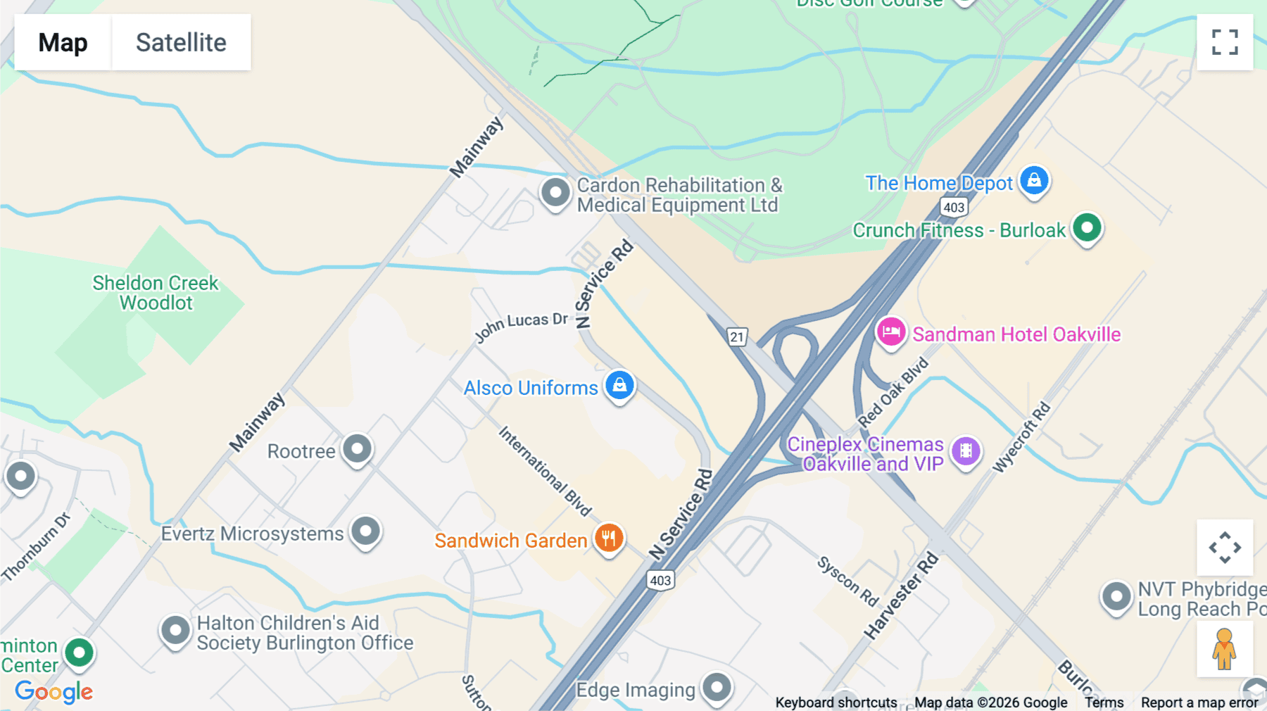 Click for interative map of 5500, North Service Road, Burlington