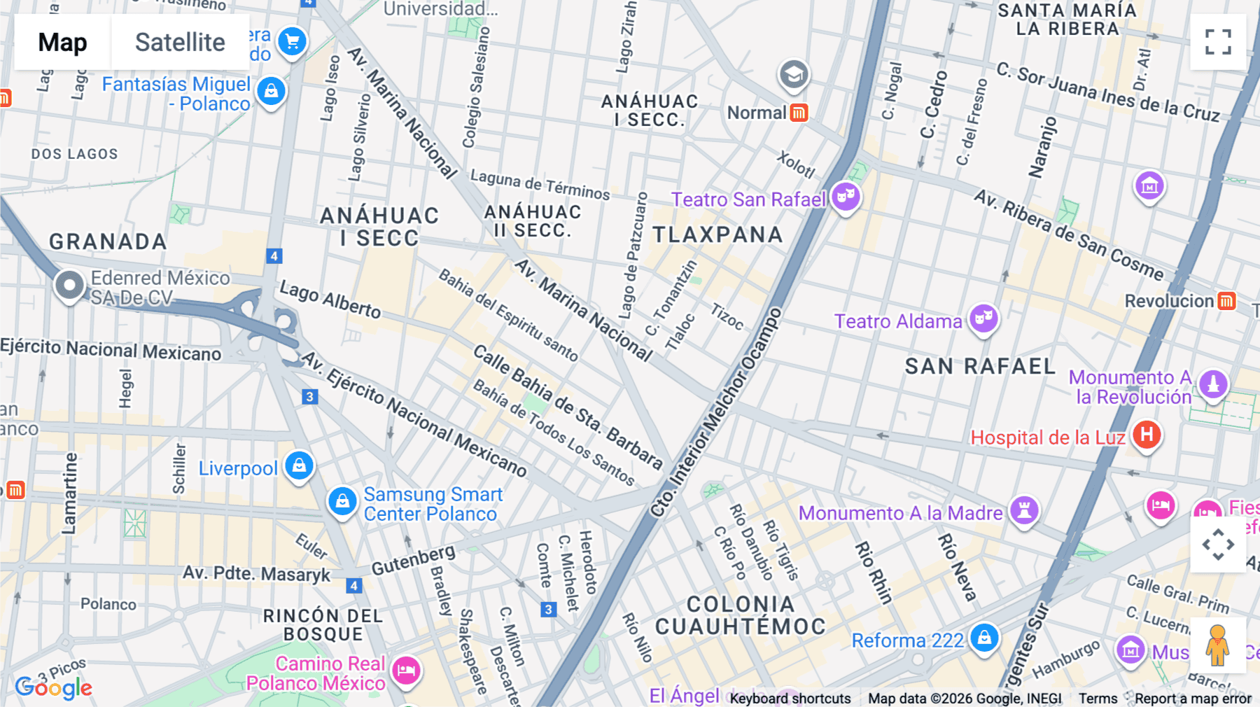 Click for interative map of 385, Avenida Marina Nacional, Mexico City