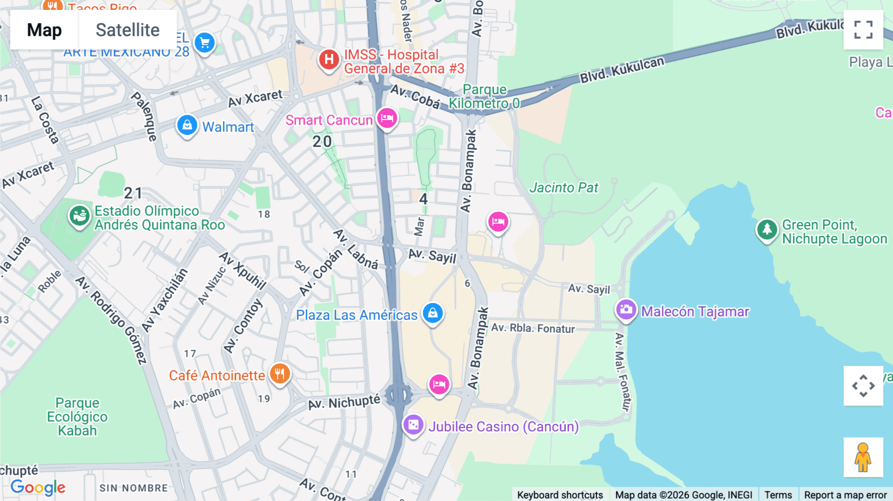 Click for interative map of Avenida Sayil Manzana 1 Lote 4-07 SM 4A Zona Centro, Cancun