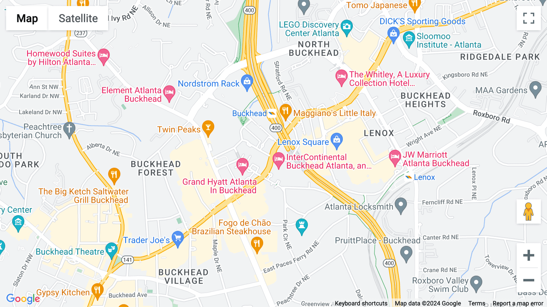 Click for interative map of 3340 Peachtree Road NE, Suite 1800, Buckhead Tower Place Center, Atlanta