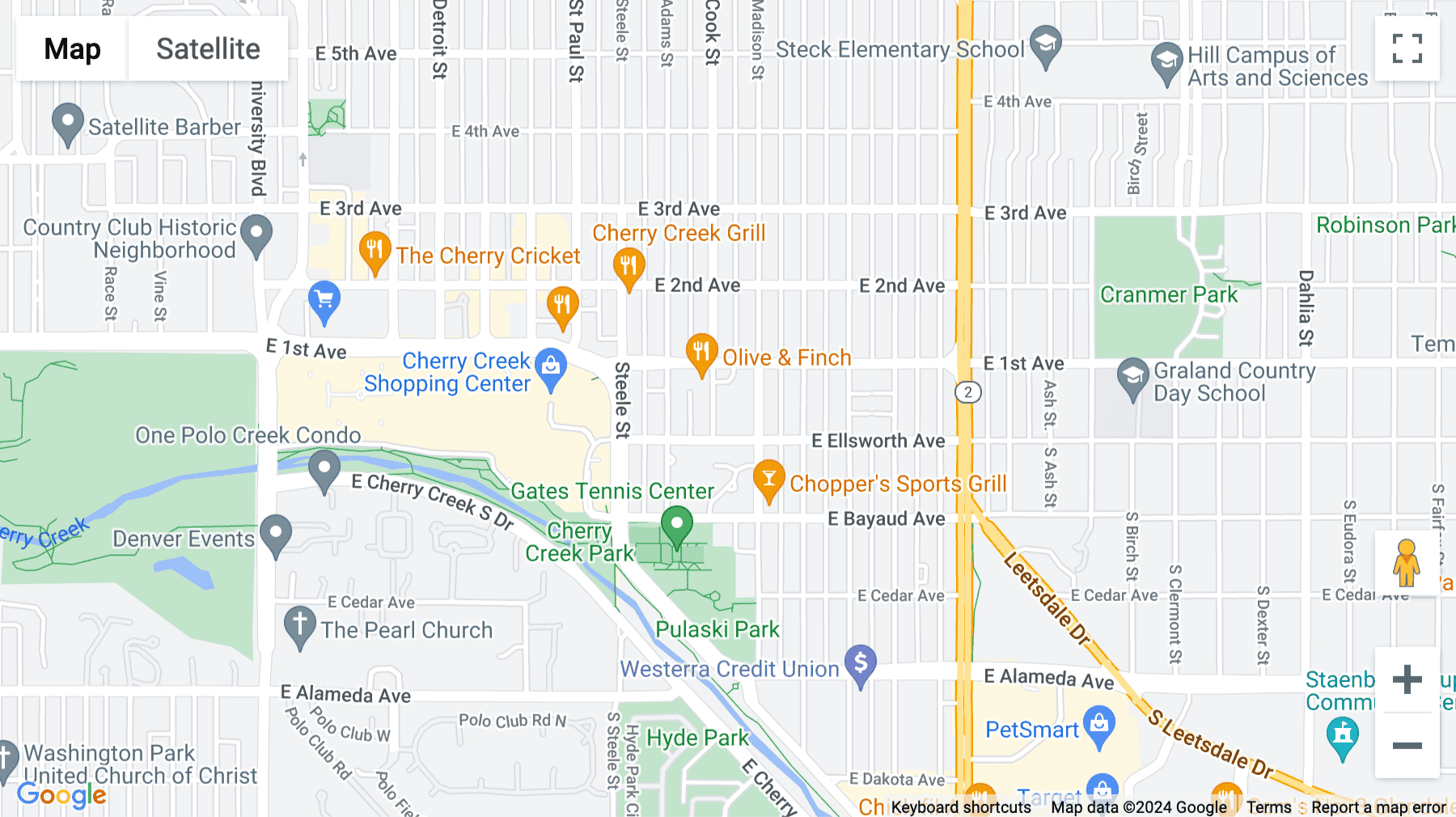 Click for interative map of 44 Cook Street, Cherry Creek, Suite 100, Denver